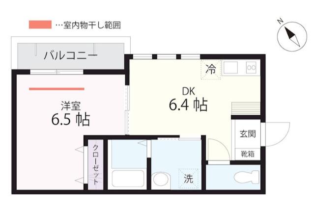 クワイエット クラブ ハウス ミックス 山手(1DK/3階)の間取り写真