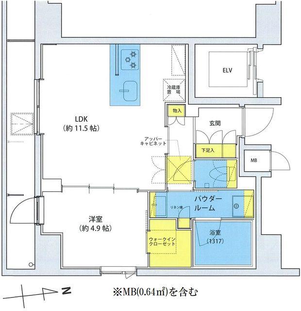 アジールコート北品川(1LDK/12階)の間取り写真