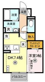 D-ROOM小倉寺 B(1DK/1階)の間取り写真