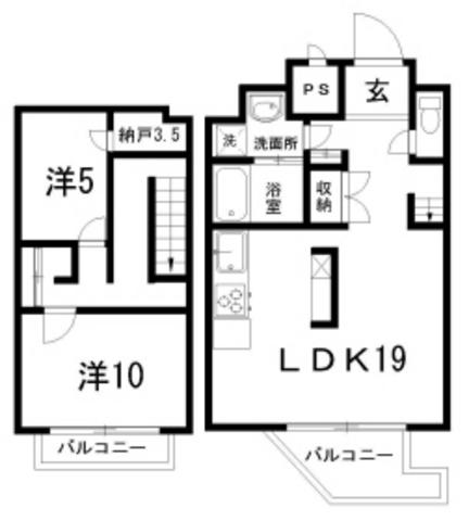とさでん交通後免線 知寄町二丁目駅 徒歩7分 3階建 築34年(2SLDK/3階)の間取り写真