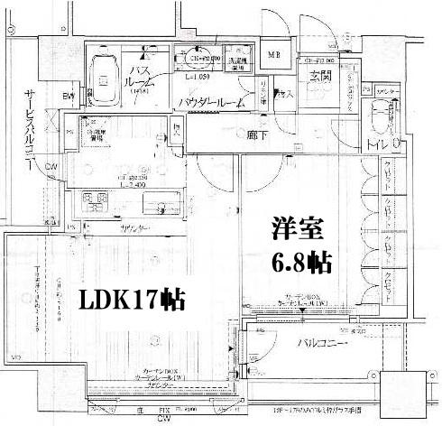 サンメゾン心斎橋セレブリテ(1LDK/4階)の間取り写真