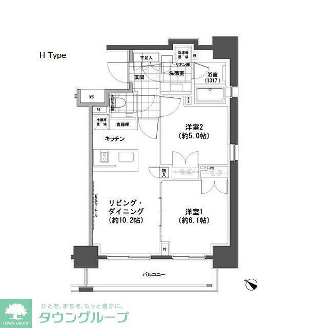 パークハビオ人形町(2LDK/7階)の間取り写真