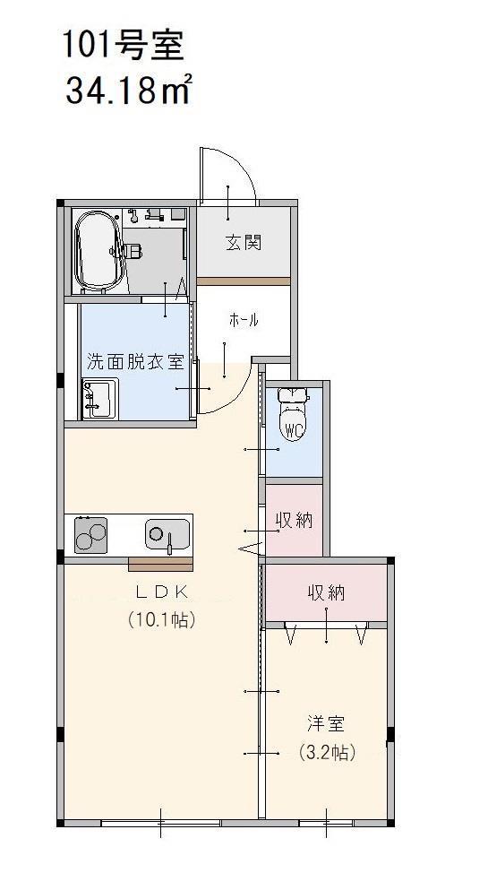 シーサーハイム(1LDK/1階)の間取り写真