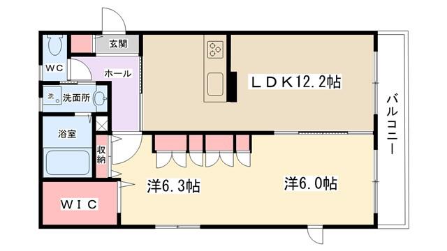ＪＲ横浜線 古淵駅 バス乗車時間：6分 最寄りバス停で下車 徒歩2分 2階建 築5年(2LDK/2階)の間取り写真