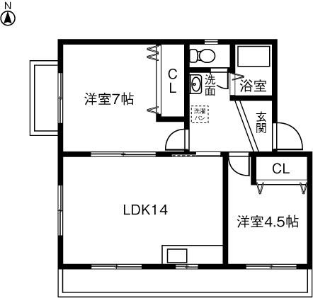 与吉ビル(2LDK/2階)の間取り写真