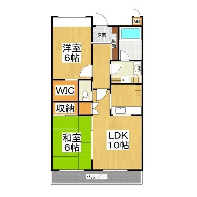 アディナス武蔵浦和(2LDK/3階)の間取り写真