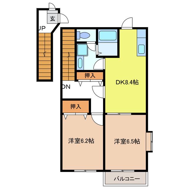 SILKYBOX I(2DK/2階)の間取り写真
