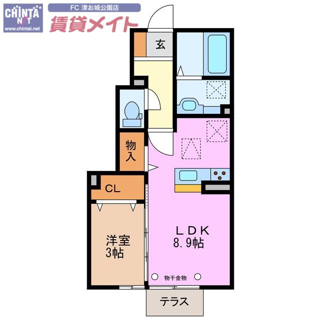 グランテージ上浜(1LDK/1階)の間取り写真