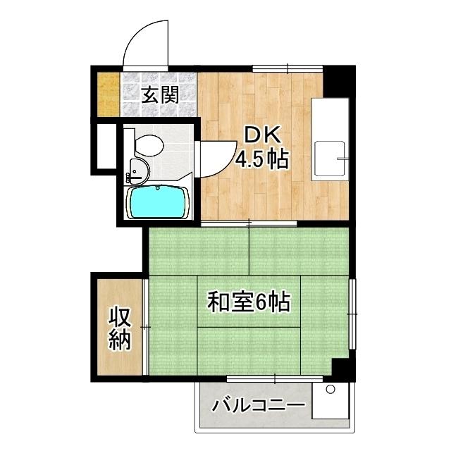 クイン・コア(1DK/5階)の間取り写真