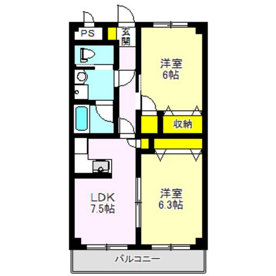 森のコート綿貫(2LDK/3階)の間取り写真