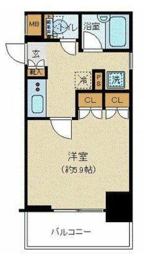 プレール・ドゥーク八丁堀(1K/7階)の間取り写真