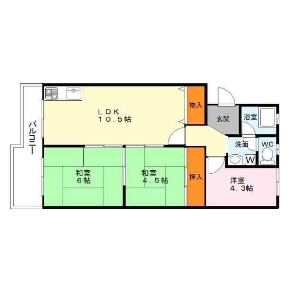 ヴィラ青木ヶ上(3LDK/3階)の間取り写真