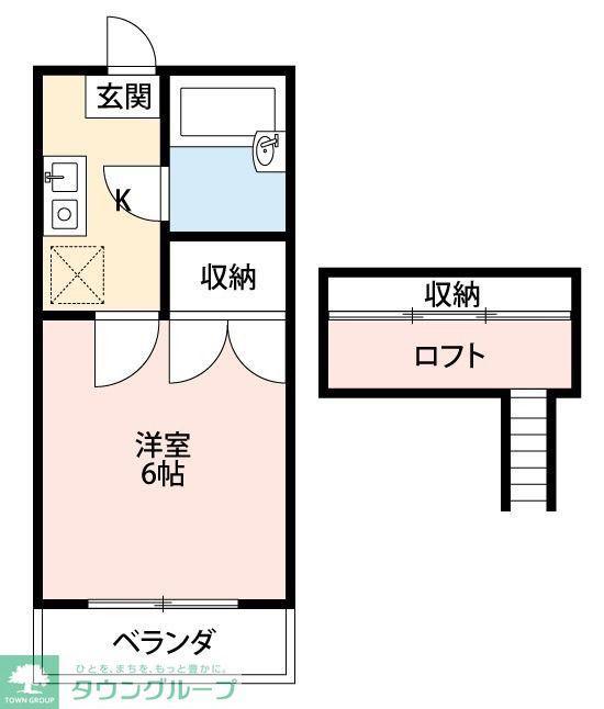 ガーデンヒルズ新倉C(1K/2階)の間取り写真