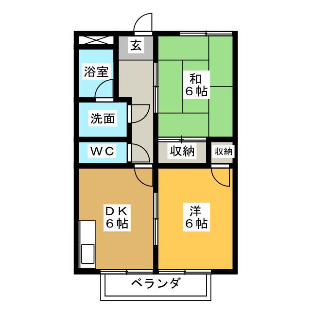 タツミハイツ(2DK/1階)の間取り写真