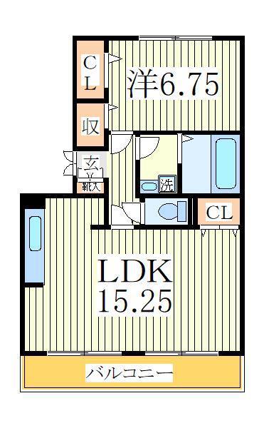 ブエナビスタ(1LDK/2階)の間取り写真