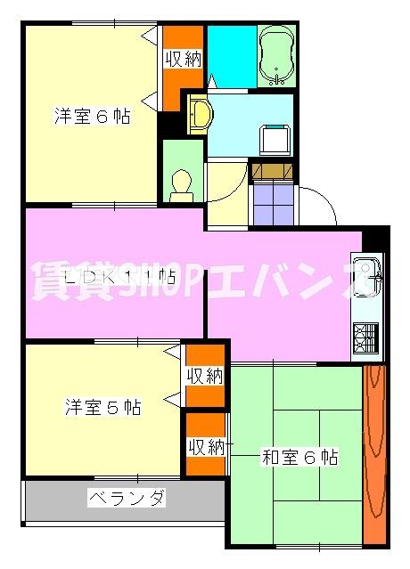 ニュートリヴァンベールユアサ(3LDK/2階)の間取り写真