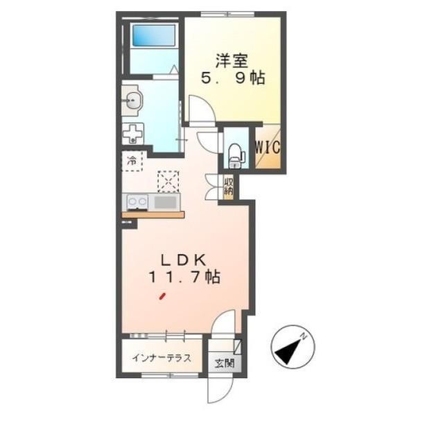 アヴェニール(1LDK/1階)の間取り写真