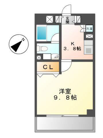 エストゥルースプラス押切(1K/8階)の間取り写真