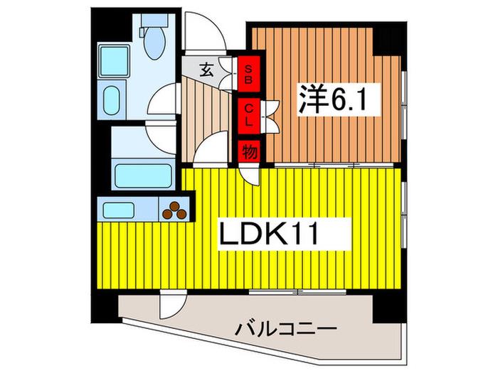 ワイズユウラク浦和(1LDK/2階)の間取り写真