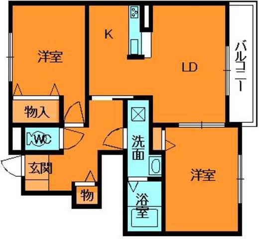 フレンドリー(2LDK/1階)の間取り写真