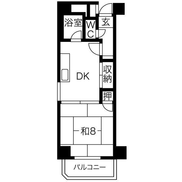 フラットハウス及川(1DK/10階)の間取り写真