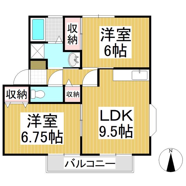 サンビレッジ上駒(2LDK/1階)の間取り写真