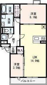 ベルデ大森II(2LDK/2階)の間取り写真