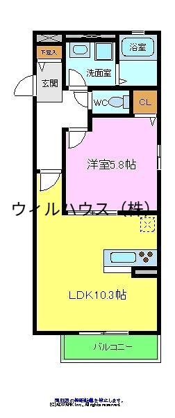 AFFETTO浅香(1LDK/2階)の間取り写真