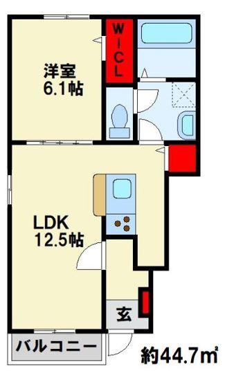 グレイス行橋西泉(1LDK/1階)の間取り写真