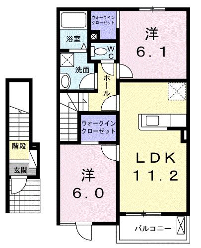 ブルーマーリン E(2LDK/2階)の間取り写真