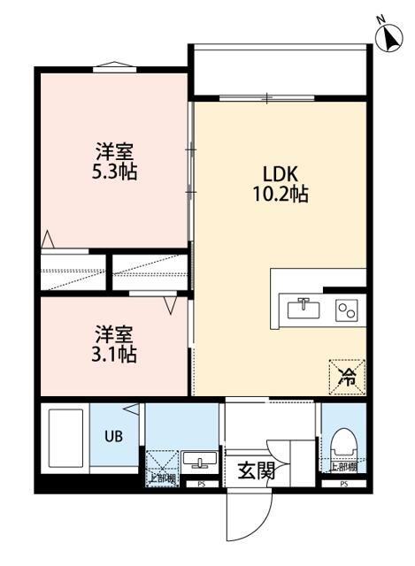 RELIER相模原(2LDK/2階)の間取り写真