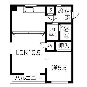 第2メゾン高安(1LDK/3階)の間取り写真