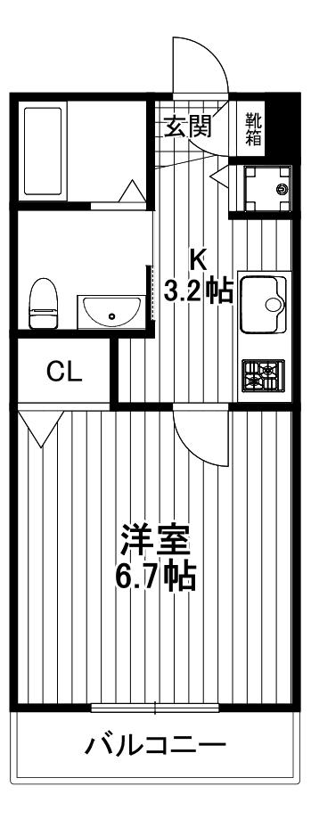 メゾン ボナール(1K/1階)の間取り写真