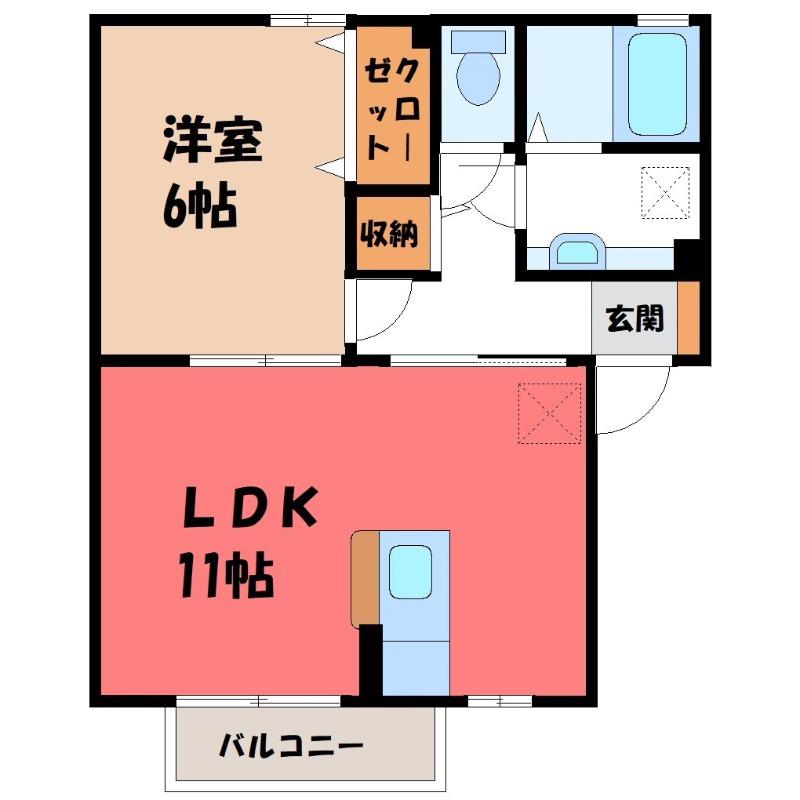 リ ジェル(1LDK/1階)の間取り写真