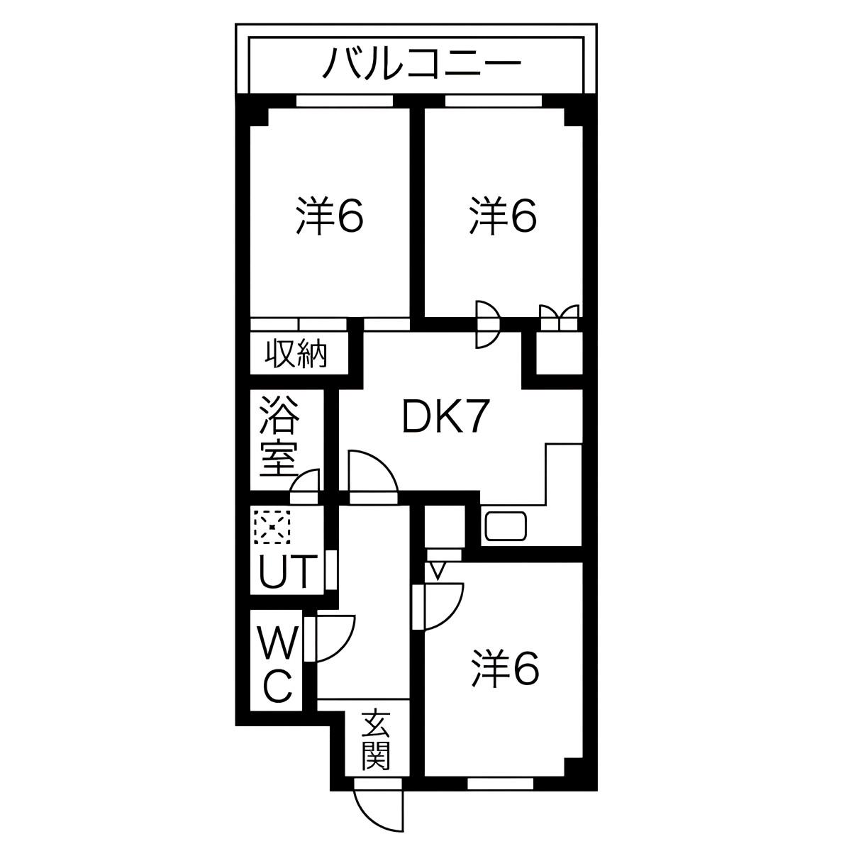ウォーク羽衣(3DK/5階)の間取り写真