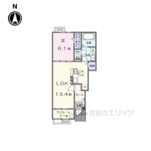 ソレイユ1(1LDK/1階)の間取り写真