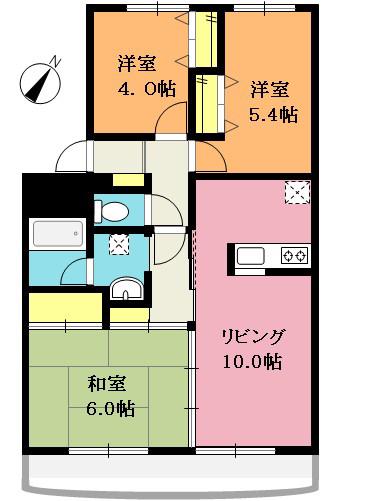 エイタイマンション(3LDK/4階)の間取り写真