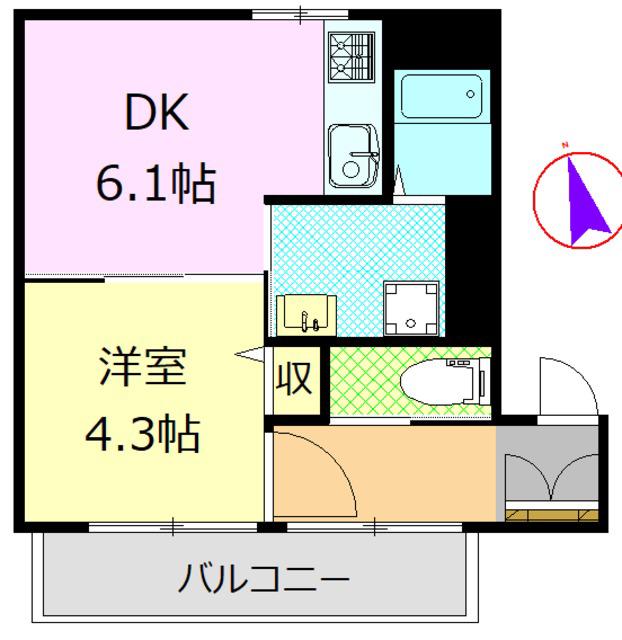 マンション88(1DK/3階)の間取り写真