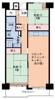 UR武庫川 21号棟(2LDK/9階)の間取り写真