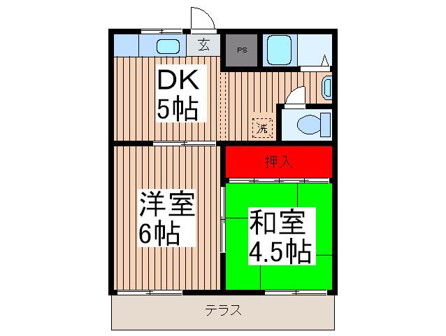 松田コ―ポ(2DK/1階)の間取り写真