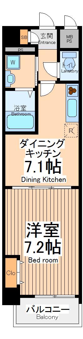 マイスト立川(1DK/4階)の間取り写真