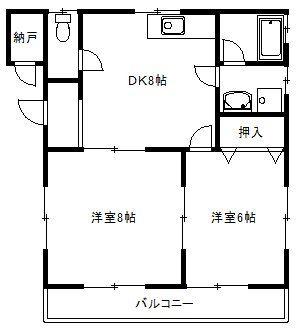 SSSハイツ B棟(2DK/2階)の間取り写真