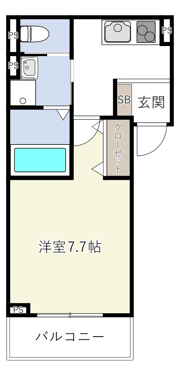 INOVE友井I(1K/3階)の間取り写真