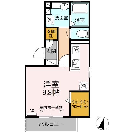 ＪＲ身延線 竪堀駅 徒歩35分 3階建 築10年(ワンルーム/2階)の間取り写真