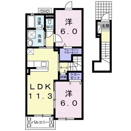 カーサ リオハ C(2LDK/2階)の間取り写真
