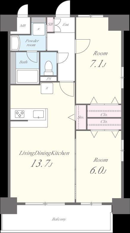 WINSOME COURT(2LDK/2階)の間取り写真