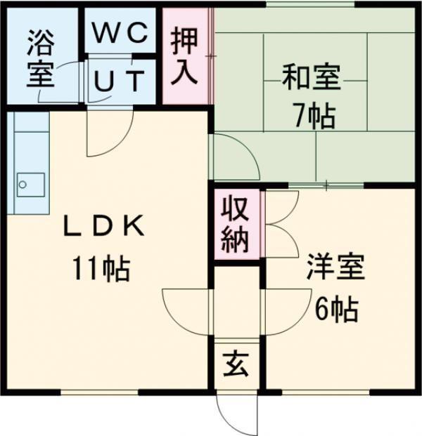 ドミール幸I(2LDK/2階)の間取り写真
