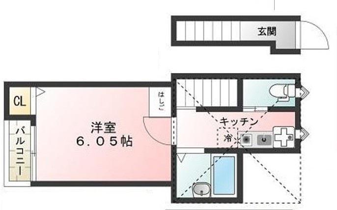 GLANZ 王子 ウエスト(1K/2階)の間取り写真