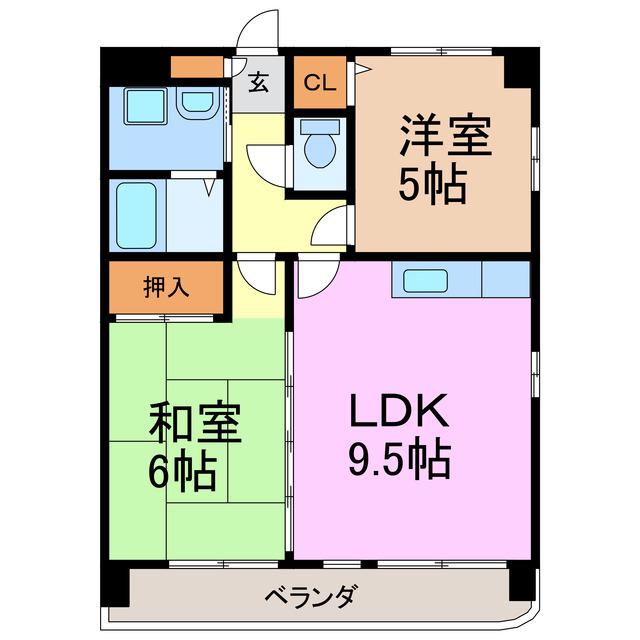 エクセレンス潮見が丘(2LDK/3階)の間取り写真