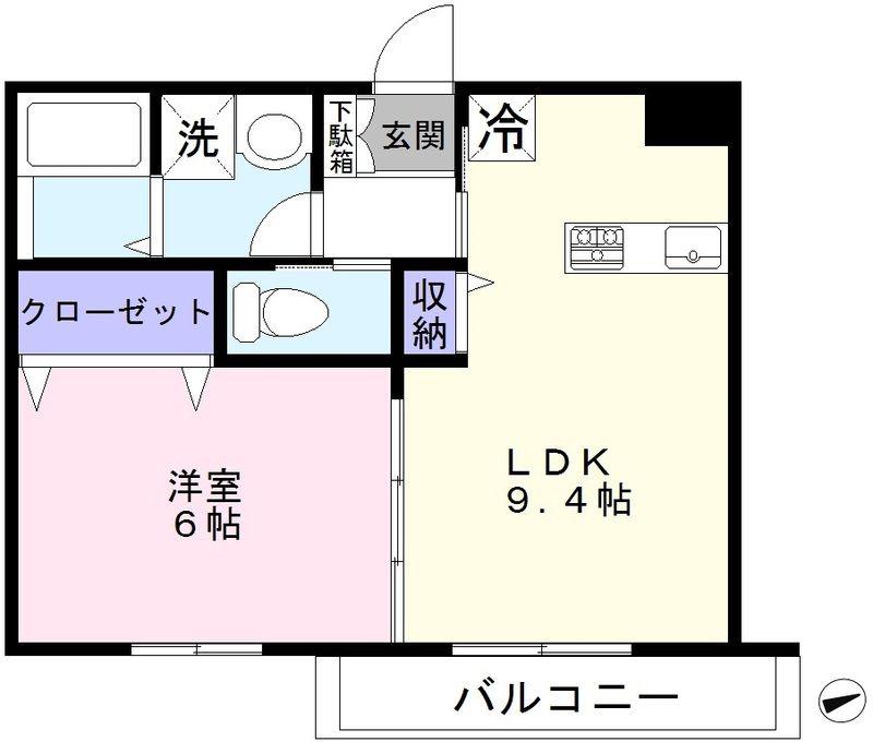 COSMOS(1LDK/1階)の間取り写真
